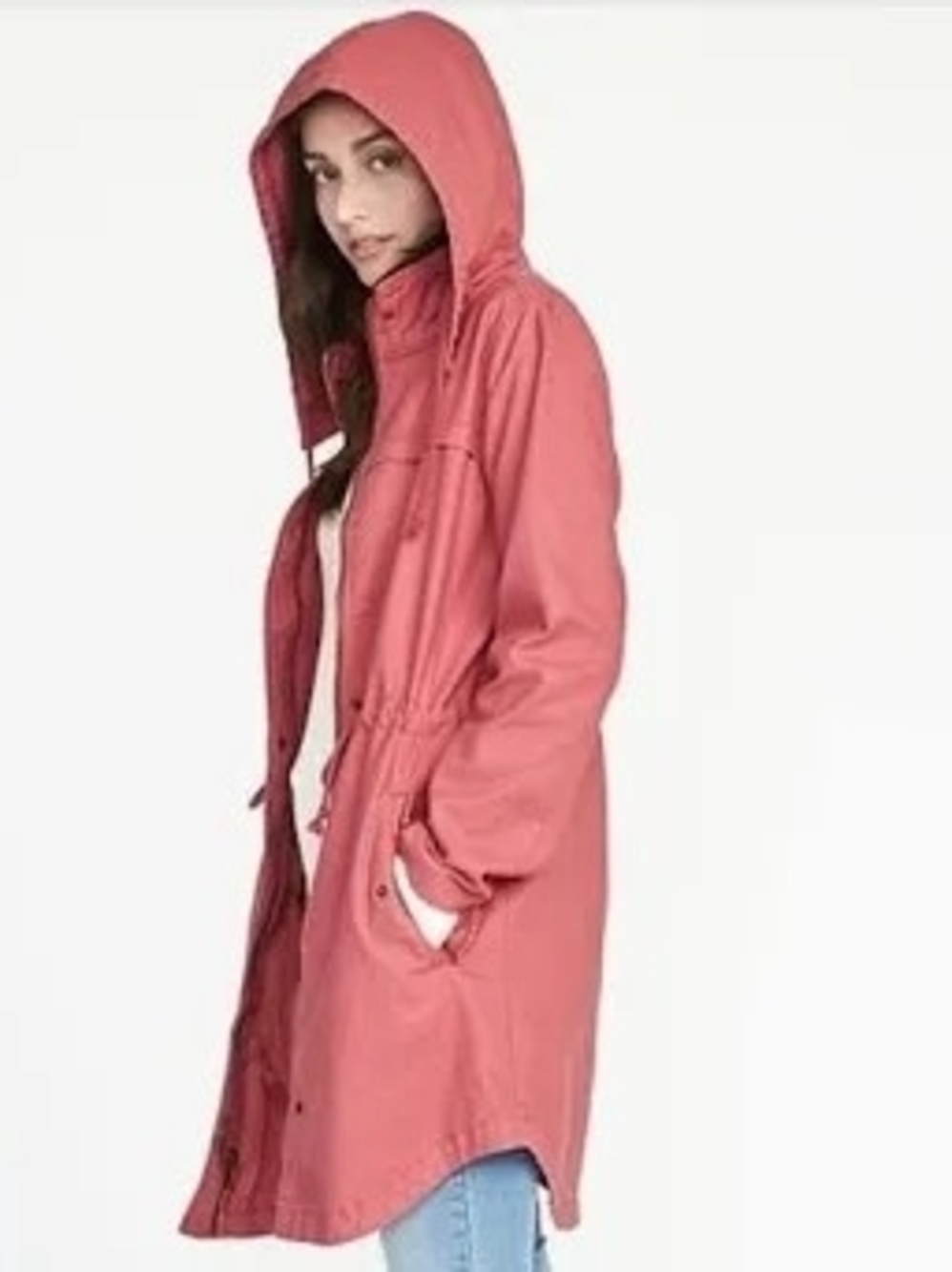 Old Navy Hooded Coral Trench Coat